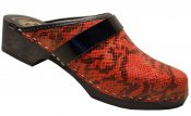Billy - Red snake leather on a black low (5 cm) base