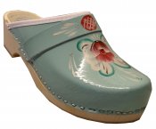 Traditional - Light blue leather on a natural low (5 cm) base with kurbitspainting