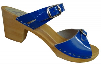 Vera - Blue patent leather on a natural high (7 cm) base