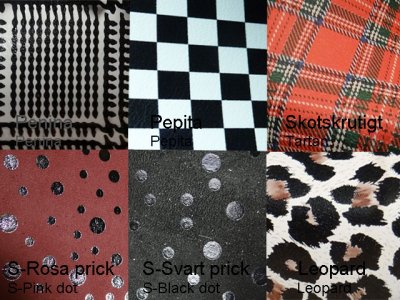 Print leather in different colors and paterns