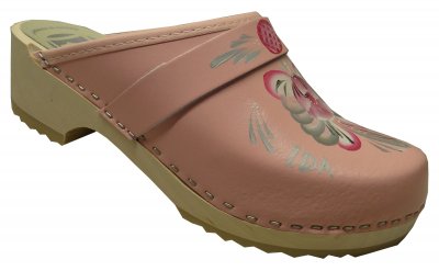 Traditional - Pink leather on a natural low (5 cm) base with pink/grey kurbits